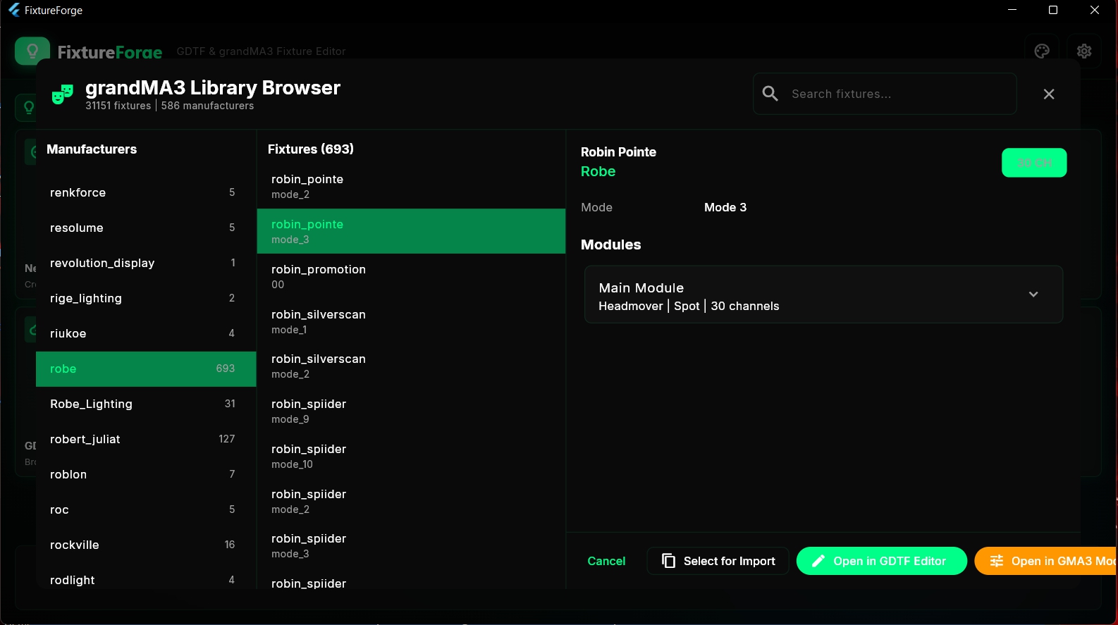 Library Browser - Robe Fixtures