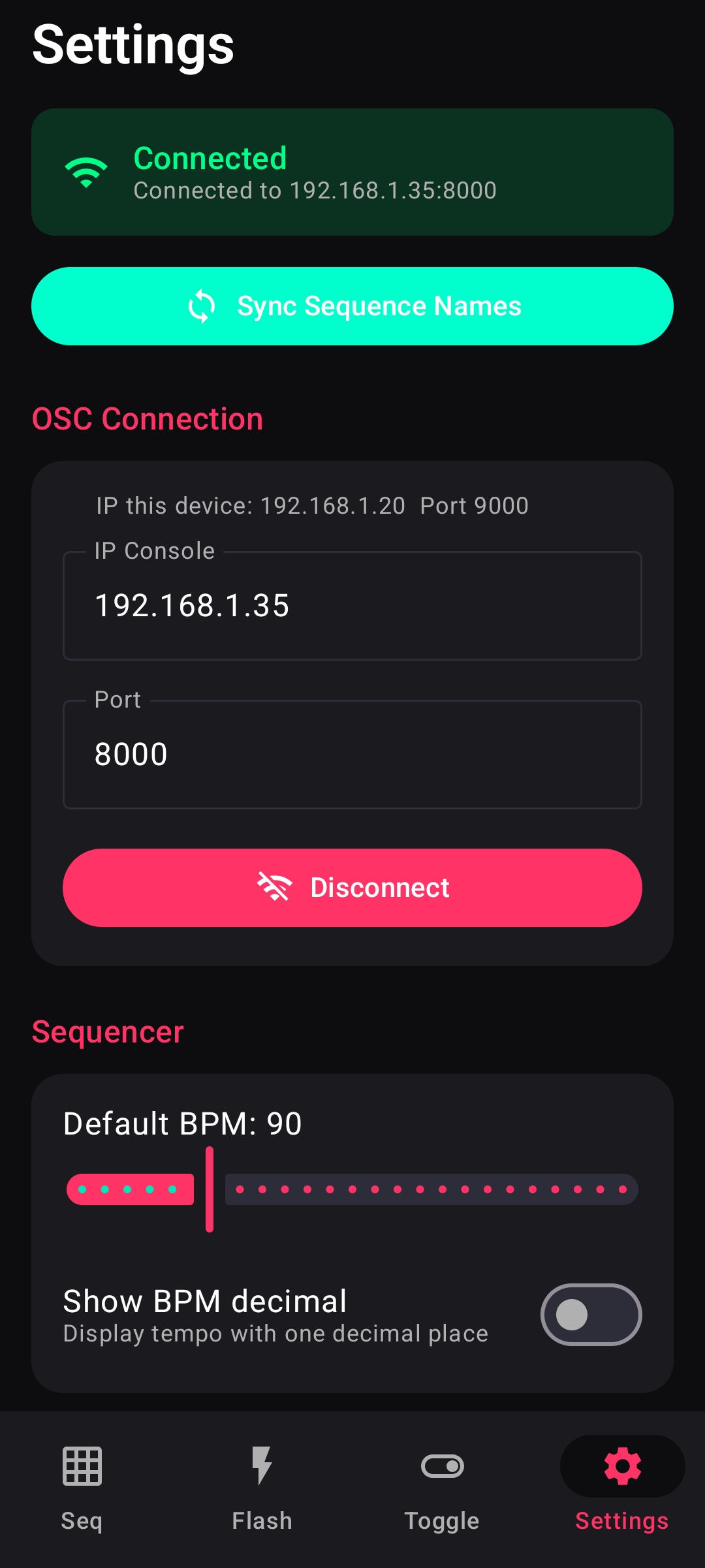 Écran Paramètres MaPAD