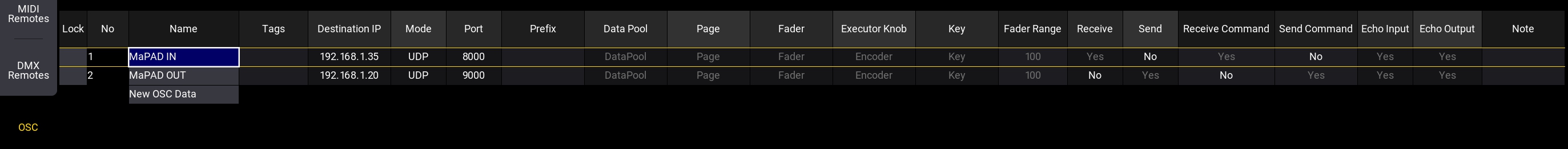 GrandMA3 OSC Configuration