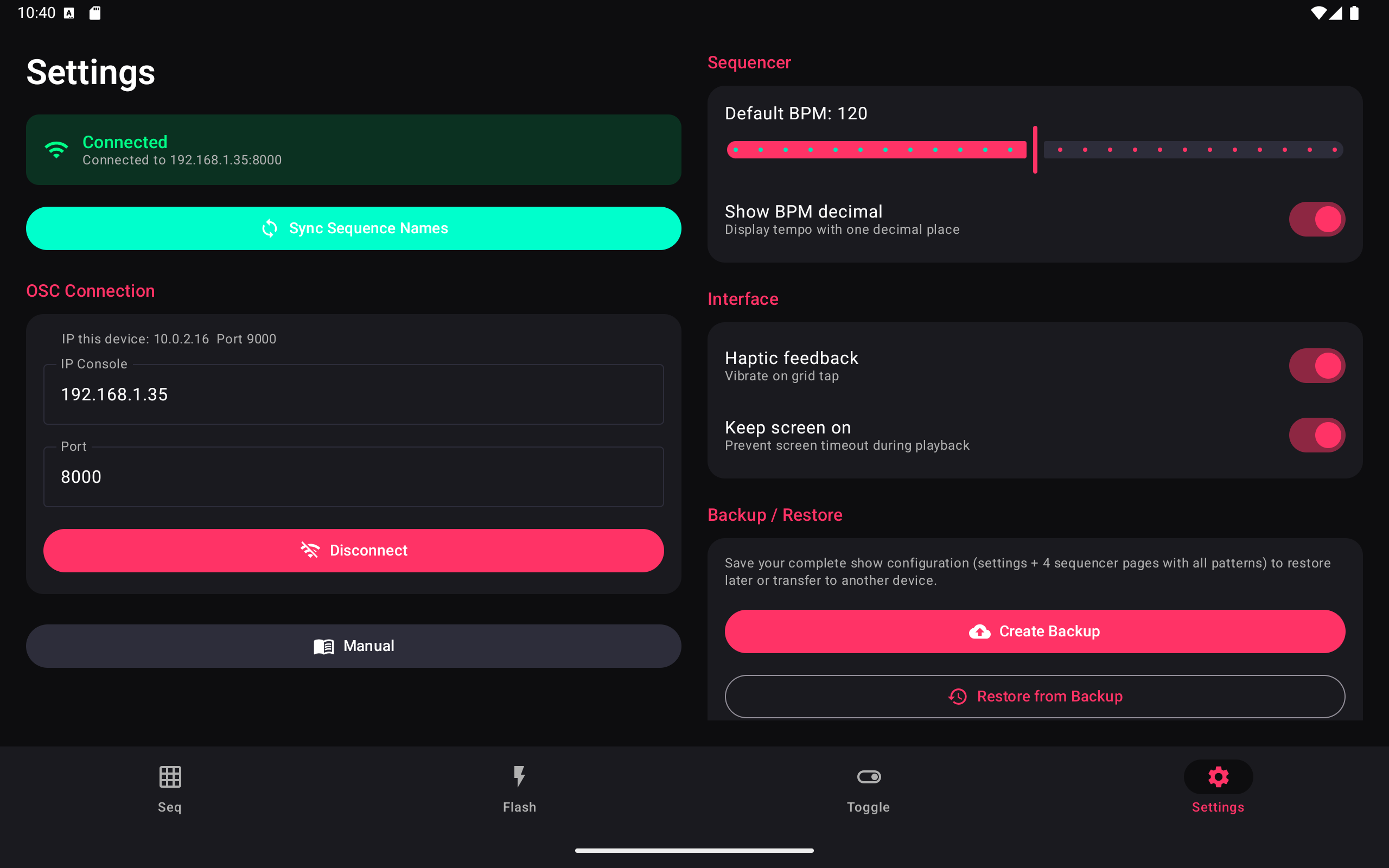 MaPAD Tablet Settings