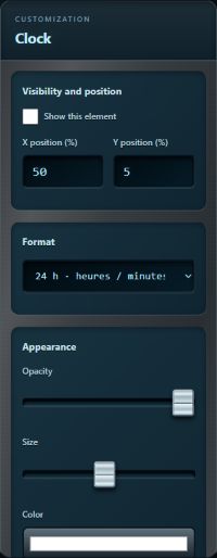 Application settings · clock