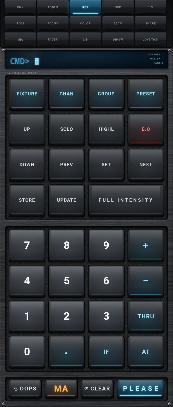 KEY tab on a phone