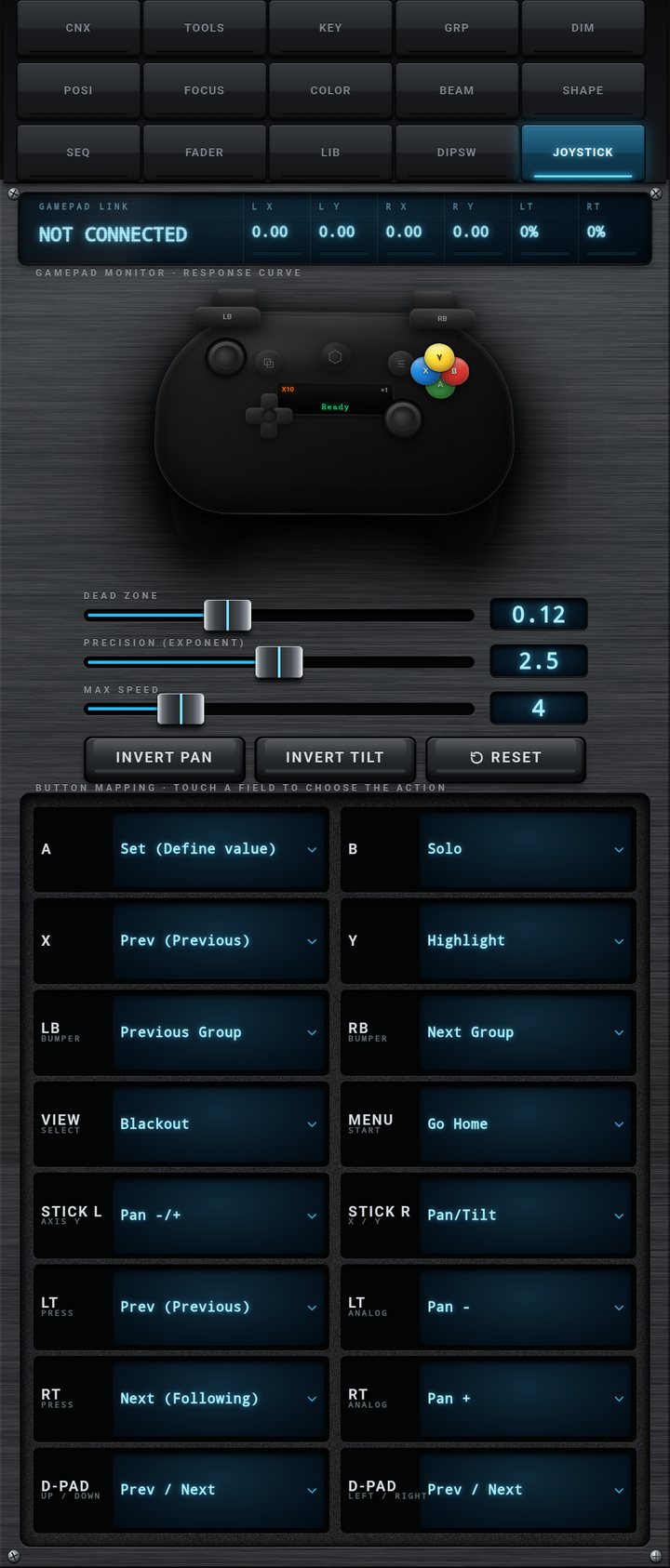 JOYSTICK tab on a phone