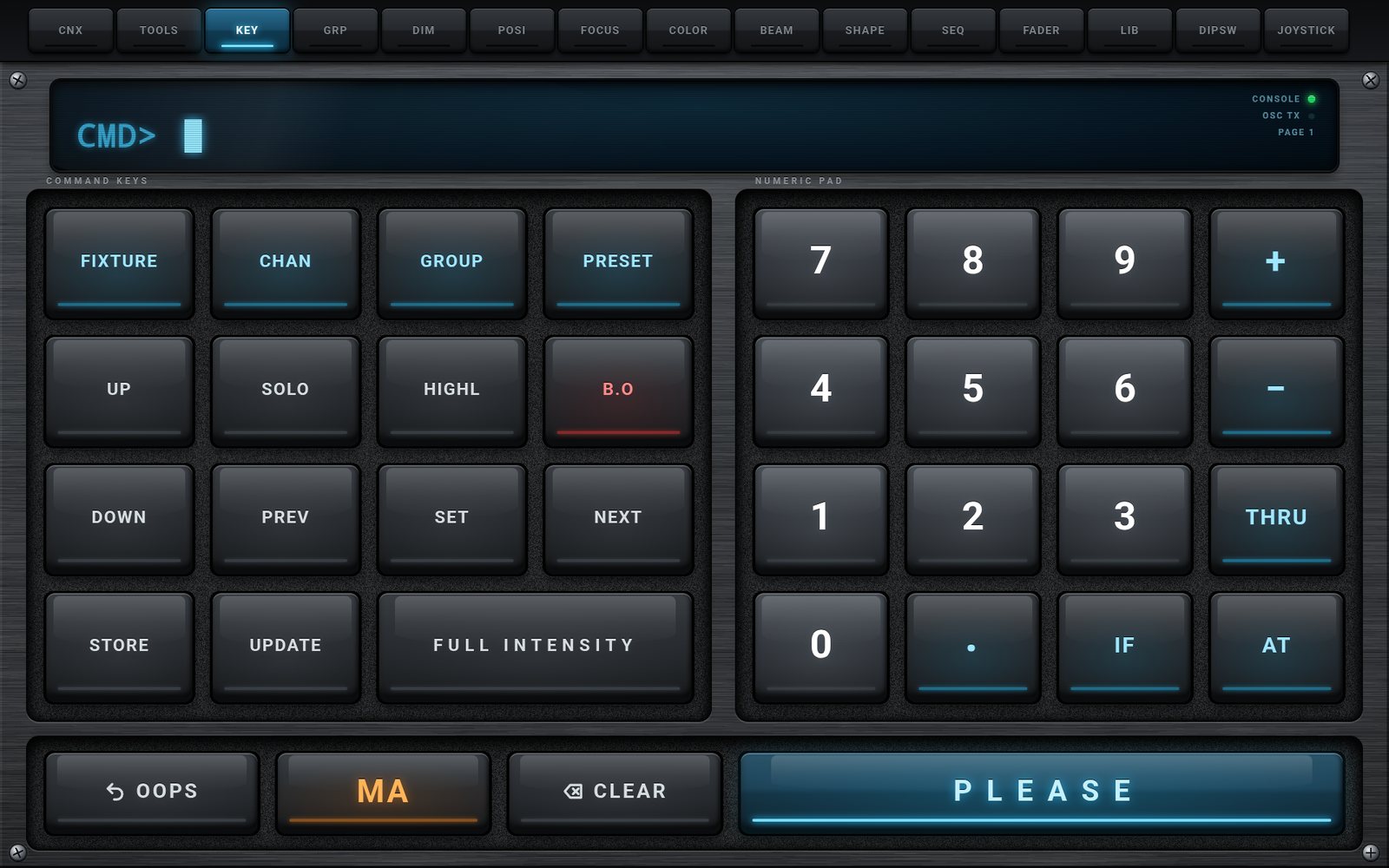 KEY tab on a tablet