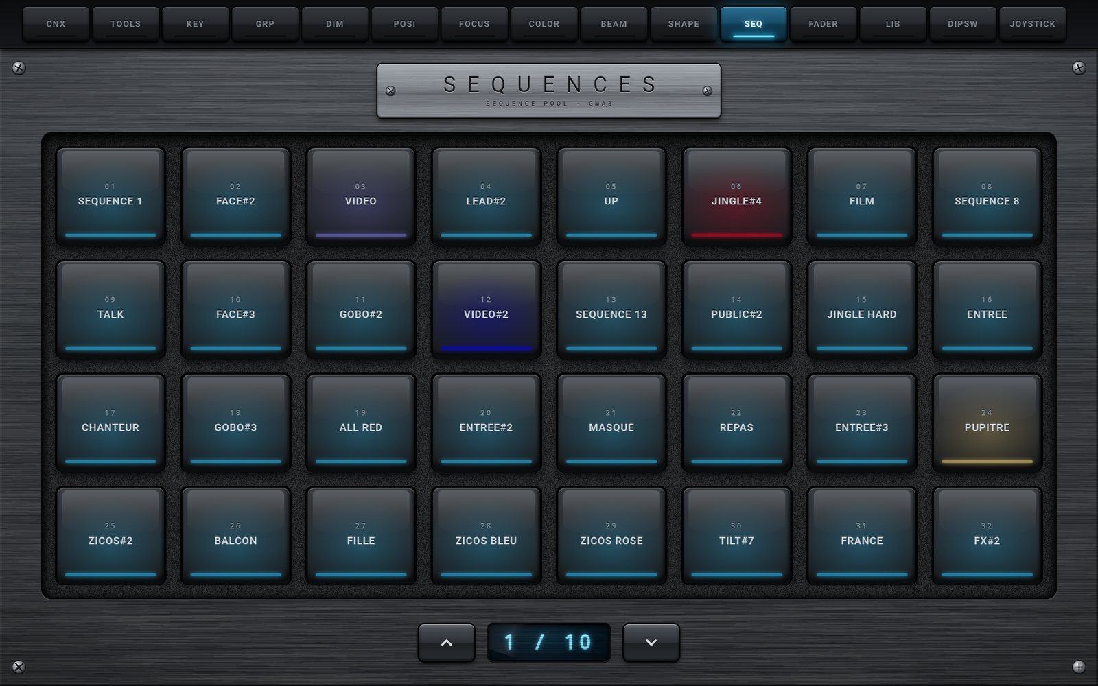 SEQ tab on a tablet